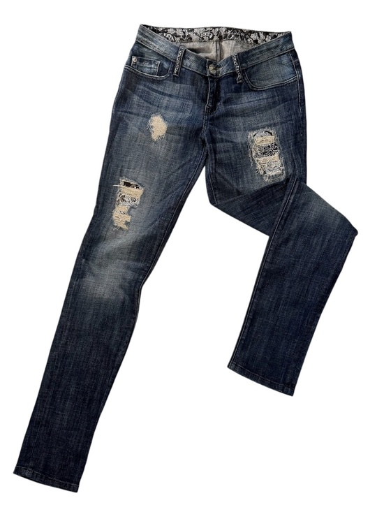 Guess by Marciano Jeans Women’s sequined and rip design, indigo distress 26 - Picture 1 of 11